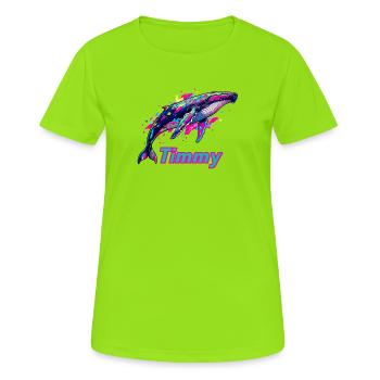 Neonwal Timmy Graffiti - Frauen T-Shirt atmungsaktiv - Neongrün - Vorne - AI Model Female 172 dark (172cm)