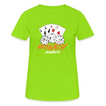 Conception de jeux d’argent génératrice d’argent - T-shirt respirant Femme - vert néon - Devant - AI Model Female 172 dark (172cm)