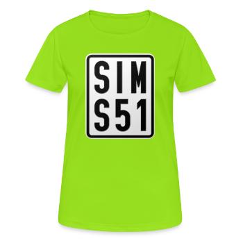 Simson S51 Moped Kennzeichen - Frauen T-Shirt atmungsaktiv - Neongrün - Vorne - AI Model Female 172 dark (172cm)
