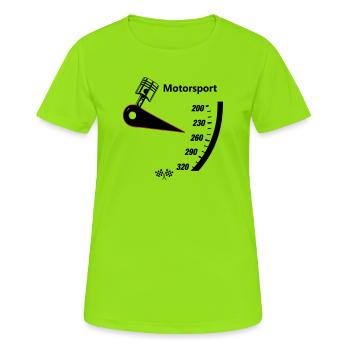 Motorsport Tacho - Frauen T-Shirt atmungsaktiv - Neongrün - Vorne - AI Model Female 172 dark (172cm)