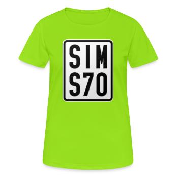 Simson S70 Moped Kennzeichen - Frauen T-Shirt atmungsaktiv - Neongrün - Vorne - AI Model Female 172 dark (172cm)