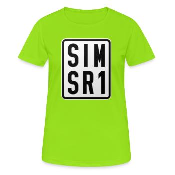 Simson SR1 Moped Kennzeichen - Frauen T-Shirt atmungsaktiv - Neongrün - Vorne - AI Model Female 172 dark (172cm)