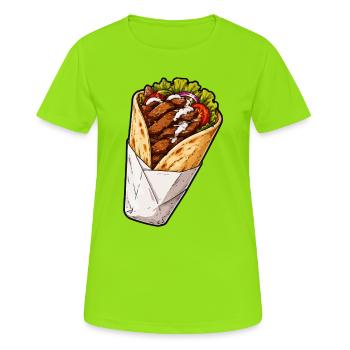 Crispy Chicken Burrito Wrap - Women's Breathable T-Shirt - neon green - Front - AI Model Female 172 dark (172cm)