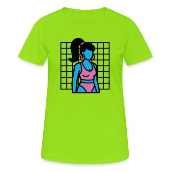 90er Fitness Girl Vaporwave - Frauen T-Shirt atmungsaktiv - Neongrün - Vorne - AI Model Female 172 dark (172cm)