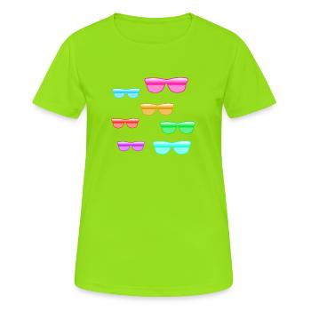 Sonnenbrillen - Frauen T-Shirt atmungsaktiv - Neongrün - Vorne - AI Model Female 172 dark (172cm)