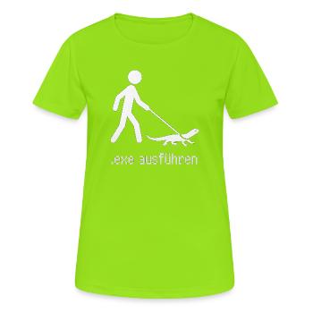 exe ausführen - Frauen T-Shirt atmungsaktiv - Neongrün - Vorne - AI Model Female 172 dark (172cm)