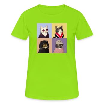 Cat Couture Quartett - Frauen T-Shirt atmungsaktiv - Neongrün - Vorne - AI Model Female 172 dark (172cm)