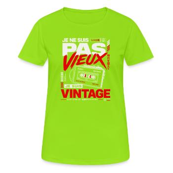 Je Ne Suis Pas Vieux Je Suis Vintage Walkman - T-shirt respirant Femme - vert néon - Devant - AI Model Female 172 dark (172cm)
