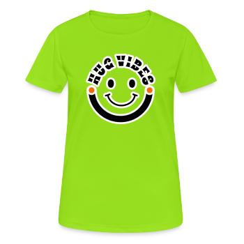 Minimalistischer moderner Umarmungs-Vibe-Kreis – Lächelkurve - Frauen T-Shirt atmungsaktiv - Neongrün - Vorne - AI Model Female 172 dark (172cm)