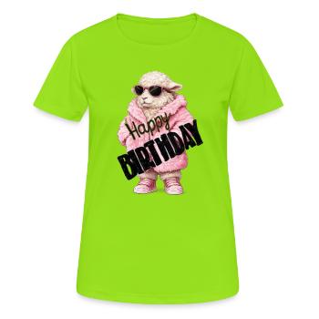 Style anniversaire de l’agneau rose - T-shirt respirant Femme - vert néon - Devant - AI Model Female 172 dark (172cm)