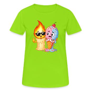 Feuer & Eis Duo Cartoon - Frauen T-Shirt atmungsaktiv - Neongrün - Vorne - AI Model Female 172 dark (172cm)