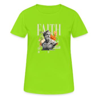 Glaube Blüten Skulptur Collage - Frauen T-Shirt atmungsaktiv - Neongrün - Vorne - AI Model Female 172 dark (172cm)