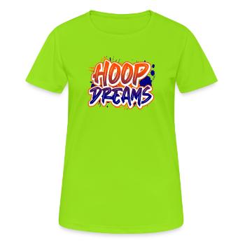 Hoop Dreams Graffiti Splash - Frauen T-Shirt atmungsaktiv - Neongrün - Vorne - AI Model Female 172 dark (172cm)