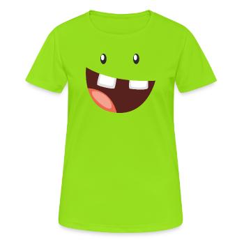 Lustiges Monster mit breitem Grinsen - Frauen T-Shirt atmungsaktiv - Neongrün - Vorne - AI Model Female 172 dark (172cm)