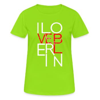I love Berlin - Ich liebe Berlin - Frauen T-Shirt atmungsaktiv - Neongrün - Vorne - AI Model Female 172 dark (172cm)