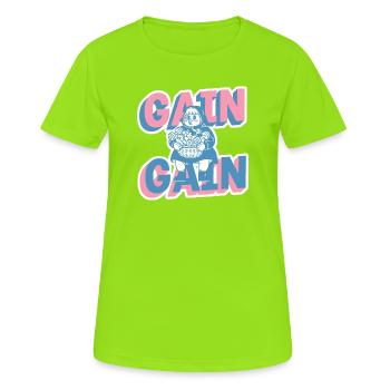 Gain Gain Gym-Mädchen Cartoon - Frauen T-Shirt atmungsaktiv - Neongrün - Vorne - AI Model Female 172 dark (172cm)