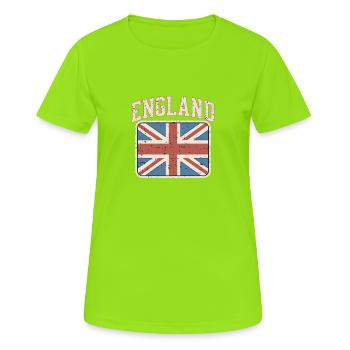 Drapeau anglais vintage - T-shirt respirant Femme - vert néon - Devant - AI Model Female 172 dark (172cm)