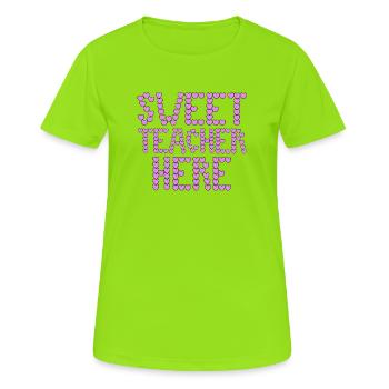 Süße Lehrerin hier Typografie - Frauen T-Shirt atmungsaktiv - Neongrün - Vorne - AI Model Female 172 dark (172cm)