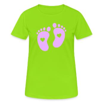 Pieds de bébé - T-shirt respirant Femme - vert néon - Devant - AI Model Female 172 dark (172cm)