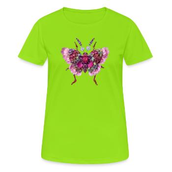 Papillon Floral Rose Hortensia Lavande - T-shirt respirant Femme - vert néon - Devant - AI Model Female 172 dark (172cm)