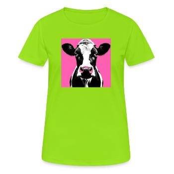 Kuh - Frauen T-Shirt atmungsaktiv - Neongrün - Vorne - AI Model Female 172 dark (172cm)