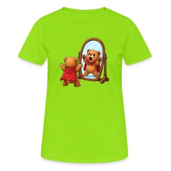 Brave bear hero in the mirror - Women's Breathable T-Shirt - neon green - Front - AI Model Female 172 dark (172cm)