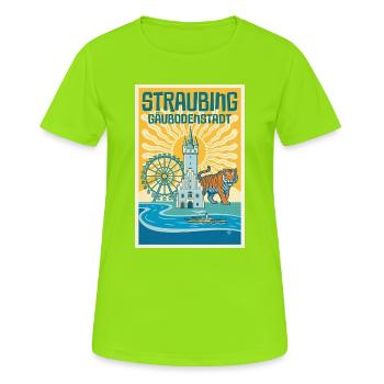 Straubing Gäubodenstadt Poster - Frauen T-Shirt atmungsaktiv - Neongrün - Vorne - AI Model Female 172 dark (172cm)