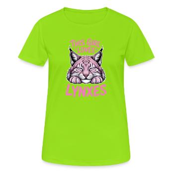 Lynx Dictions Lynx Fille Drôle de Lynx Cadeau de Lynx - T-shirt respirant Femme - vert néon - Devant - AI Model Female 172 dark (172cm)