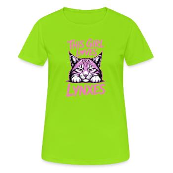Lynx Dictions Lynx Fille Drôle de Lynx Cadeau de Lynx - T-shirt respirant Femme - vert néon - Devant - AI Model Female 172 dark (172cm)