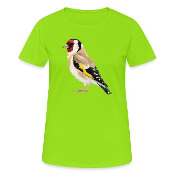 Art géométrique des oiseaux chardonnerets - T-shirt respirant Femme - vert néon - Devant - AI Model Female 172 dark (172cm)