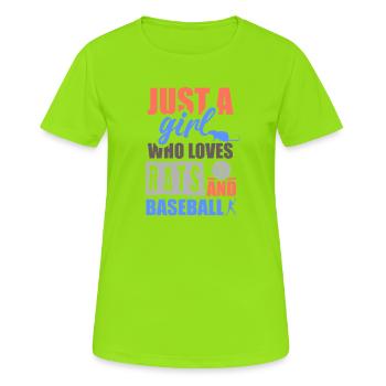 Juste une fille qui adore les rats et le baseball - T-shirt respirant Femme - vert néon - Devant - AI Model Female 172 dark (172cm)