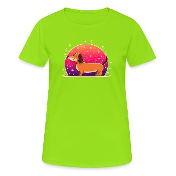 Teckel (bande dessinée) - T-shirt respirant Femme - vert néon - Devant - AI Model Female 172 dark (172cm)