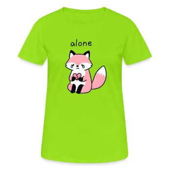 Einsamer Fuchs mit gebrochenem Herzen - Frauen T-Shirt atmungsaktiv - Neongrün - Vorne - AI Model Female 172 dark (172cm)
