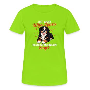 La fille adore les chiens de montagne bernois Maman Berner - T-shirt respirant Femme - vert néon - Devant - AI Model Female 172 dark (172cm)