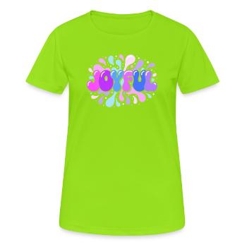 Helle Freude im Splash Pop - Frauen T-Shirt atmungsaktiv - Neongrün - Vorne - AI Model Female 172 dark (172cm)