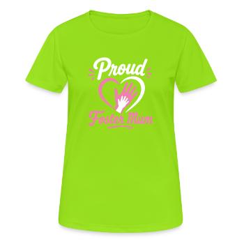 Stolzes Pflegemama-Herzemblem - Frauen T-Shirt atmungsaktiv - Neongrün - Vorne - AI Model Female 172 dark (172cm)