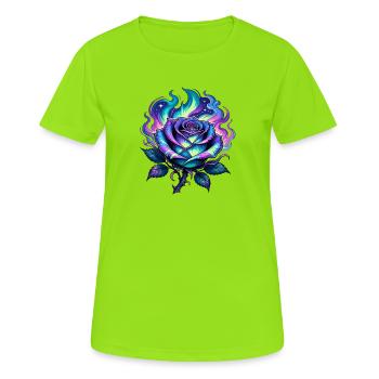 Flamme de Feu de Rose Néon - T-shirt respirant Femme - vert néon - Devant - AI Model Female 172 dark (172cm)