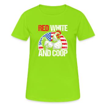 Patriotic Farmer Rooster Flock Poultry USA Pride C - Frauen T-Shirt atmungsaktiv - Neongrün - Vorne - AI Model Female 172 dark (172cm)
