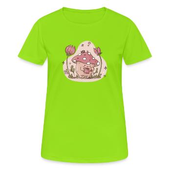 Champignon Mushie - T-shirt respirant Femme - vert néon - Devant - AI Model Female 172 dark (172cm)