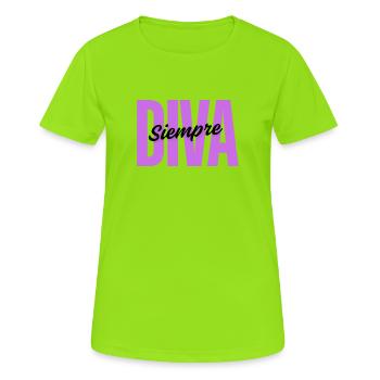 DIVA Always – Design minimaliste - T-shirt respirant Femme - vert néon - Devant - AI Model Female 172 dark (172cm)