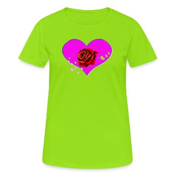 Neon Pink Herzrose perlenmuster - Frauen T-Shirt atmungsaktiv - Neongrün - Vorne - AI Model Female 172 dark (172cm)