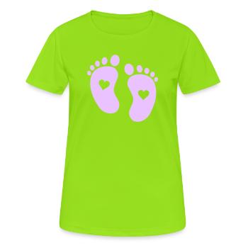 Empreinte de bébé Pattes en Cœur Délicate - T-shirt respirant Femme - vert néon - Devant - AI Model Female 172 dark (172cm)