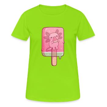 Cute Axolotl Frozen In Watermelon Icelolly - Women's Breathable T-Shirt - neon green - Front - AI Model Female 172 dark (172cm)