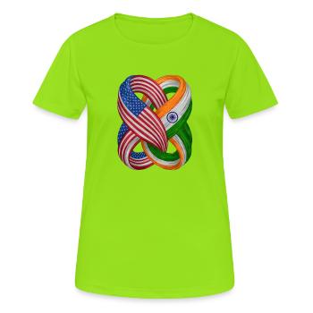 Flags of the USA and India - Women's Breathable T-Shirt - neon green - Front - AI Model Female 172 dark (172cm)