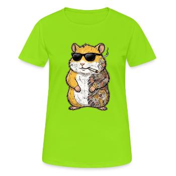 Cool Hamster Japanese Tattoos - Women's Breathable T-Shirt - neon green - Front - AI Model Female 172 dark (172cm)