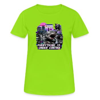 Everything Is Under Control - Glitch Art Shark - Women's Breathable T-Shirt - neon green - Front - AI Model Female 172 dark (172cm)
