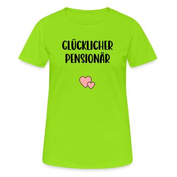 Glücklicher Pensionär Herz - Frauen T-Shirt atmungsaktiv - Neongrün - Vorne - AI Model Female 172 dark (172cm)