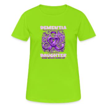 Fille d’une patiente atteinte de démence - T-shirt respirant Femme - vert néon - Devant - AI Model Female 172 dark (172cm)