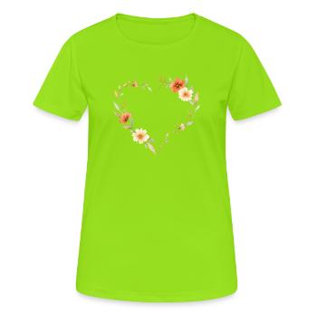 Flowers Heart - Women's Breathable T-Shirt - neon green - Front - AI Model Female 172 dark (172cm)