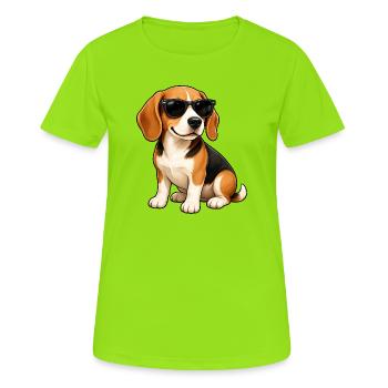 Dessin animé du Rapetou cool avec des lunettes de soleil - T-shirt respirant Femme - vert néon - Devant - AI Model Female 172 dark (172cm)